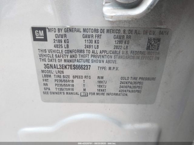 3GNAL3EK7ES666237 Chevrolet Captiva Sport Lt