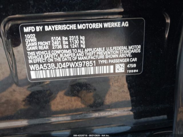 WBA53BJ04PWX97851 BMW 540 I