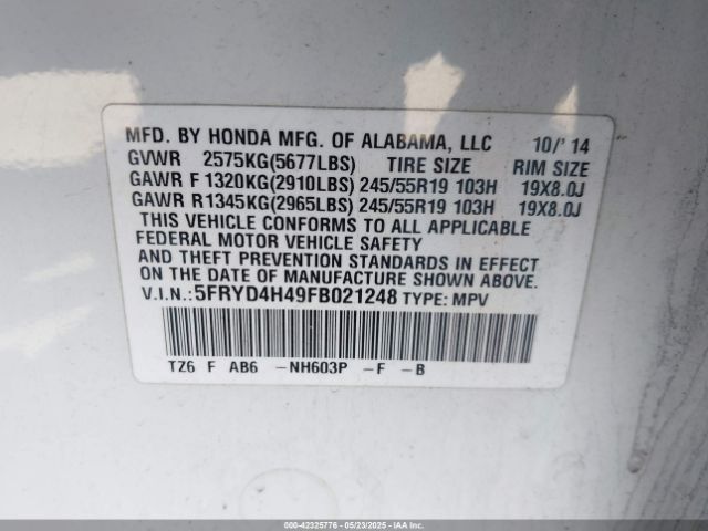 2015 ACURA MDX 5FRYD4H49FB021248 Photo 8