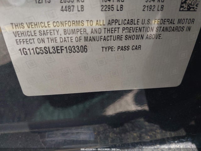 Chevrolet MALIBU 1LT 2014 1G11C5SL3EF193306 Image 9