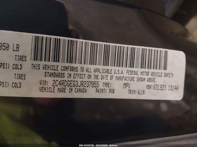 2C4RDGEG3JR237955 Dodge 2018