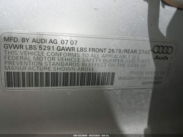 2008 AUDI A6 WAUDH74FX8N026246 Photo 8
