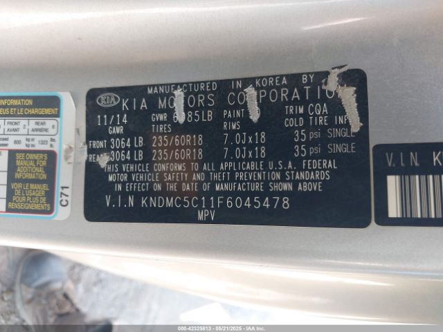 KNDMC5C11F6045478 KIA SEDONA EX