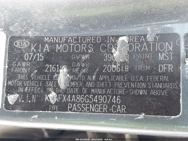 KNAFX4A86G5490746 KIA FORTE EX