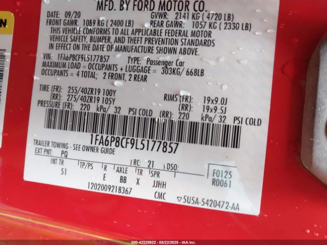 2020 FORD MUSTANG 1FA6P8CF9L5177857 Photo 8