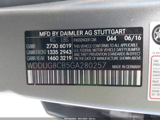 WDDUG8CB5GA280257 Mercedes-Benz S 550