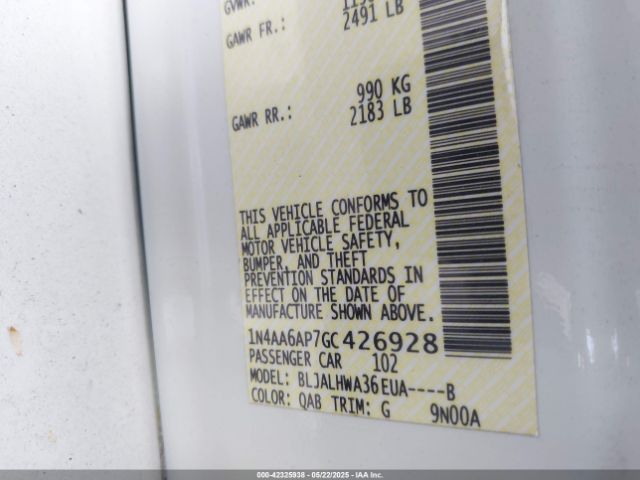 1N4AA6AP7GC426928 Nissan Maxima 3.5 Platinum
