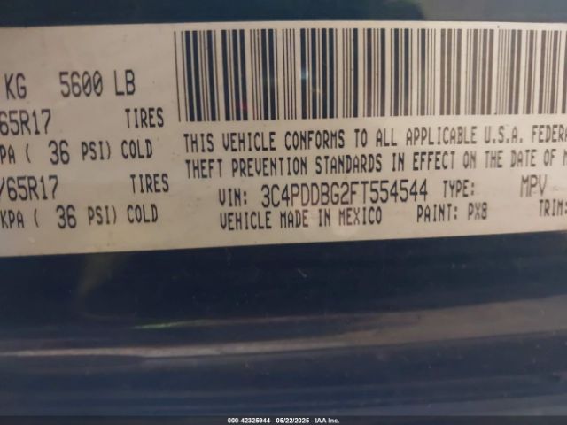 3C4PDDBG2FT554544 Dodge Journey Sxt