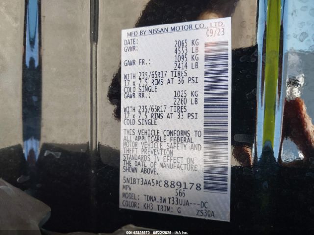5N1BT3AA5PC889178 Nissan Rogue S Fwd