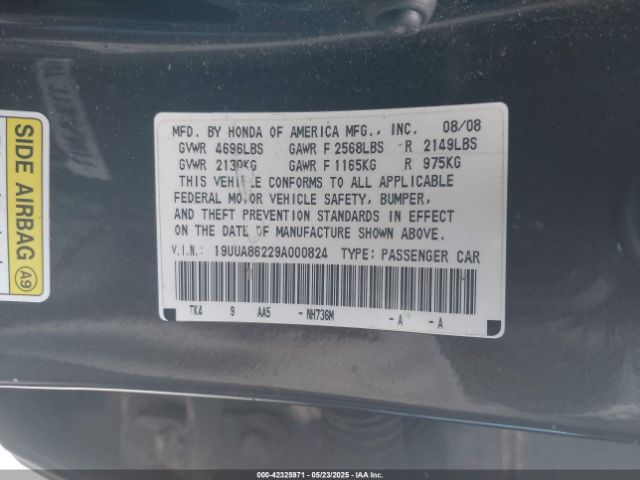 2009 ACURA TL 19UUA86229A000824 Photo 8