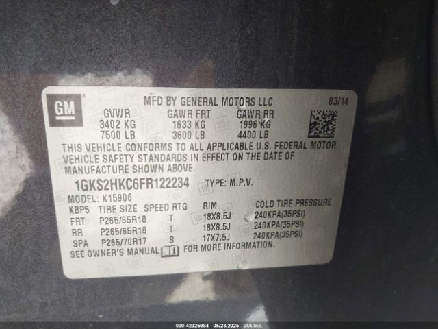 1GKS2HKC6FR122234 GMC Yukon Xl 1500 Slt