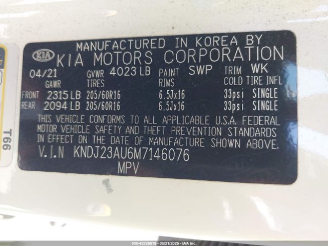 KNDJ23AU6M7146076 KIA SOUL LX
