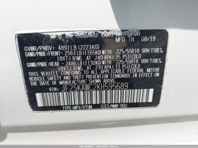 2019 SUBARU FORESTER JF2SKAWC2KH595689 Photo 8