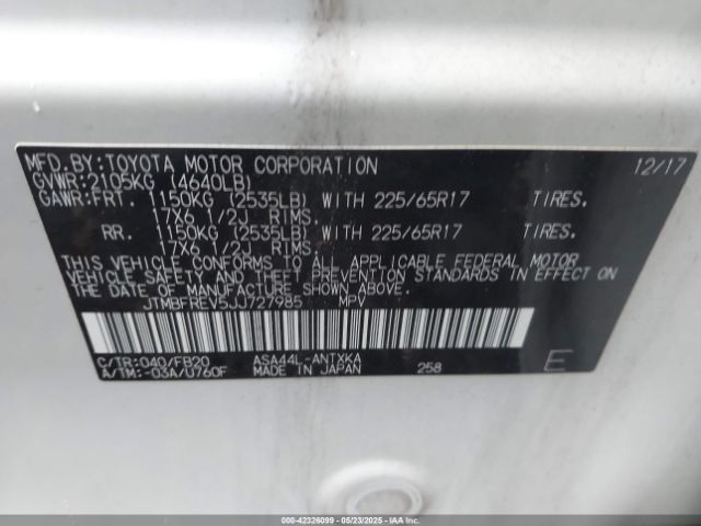 JTMBFREV5JJ727985 Toyota RAV4 LE
