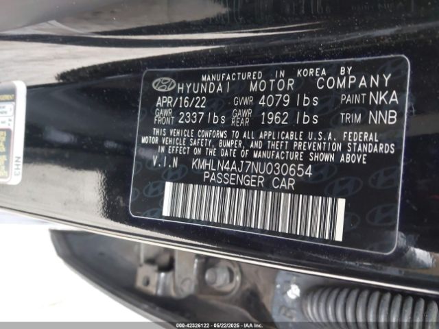 KMHLN4AJ7NU030654 Hyundai Elantra Hybrid Limited