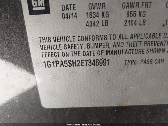 1G1PA5SH2E7346991 Chevrolet Cruze Ls Auto