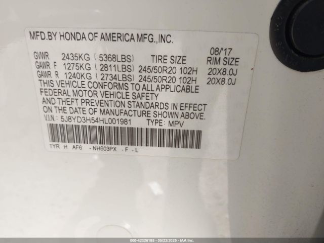 5J8YD3H54HL001981 Acura Mdx Technology Package