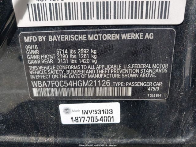 WBA7F0C54HGM21126 BMW 750i