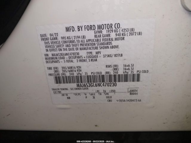 2022 FORD ECOSPORT MAJ6S3GL6NC470230 Photo 8