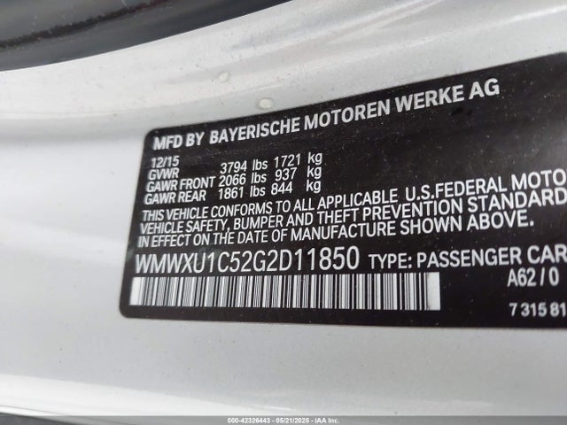 WMWXU1C52G2D11850 Mini Hardtop Cooper