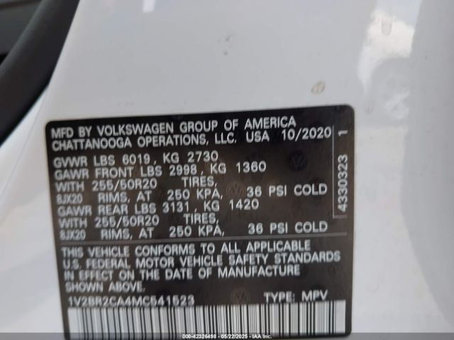 2021 VOLKSWAGEN ATLAS 1V2BR2CA4MC541523 Photo 8
