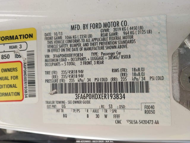 3FA6P0HDXER193834 Ford 2014