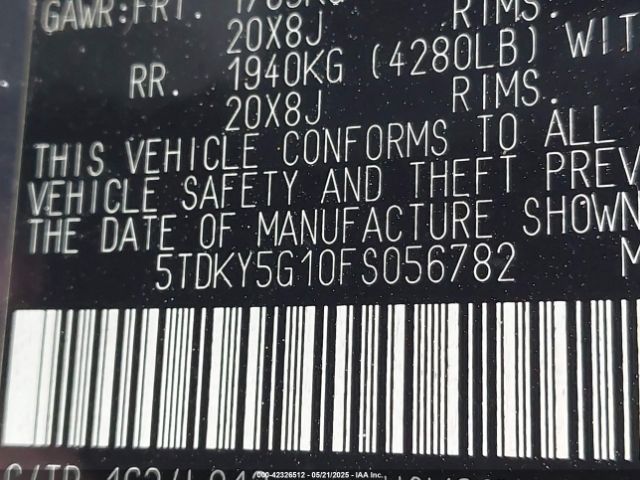5TDKY5G10FS056782 Toyota Sequoia Limited 5.7l V8