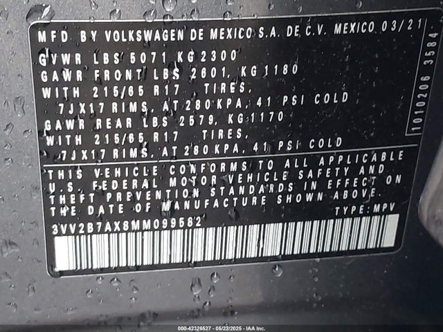 3VV2B7AX8MM099582 Volkswagen Tiguan