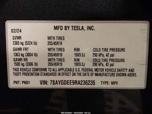 2024 TESLA MODEL Y 7SAYGDEE9RA236235 Photo 8