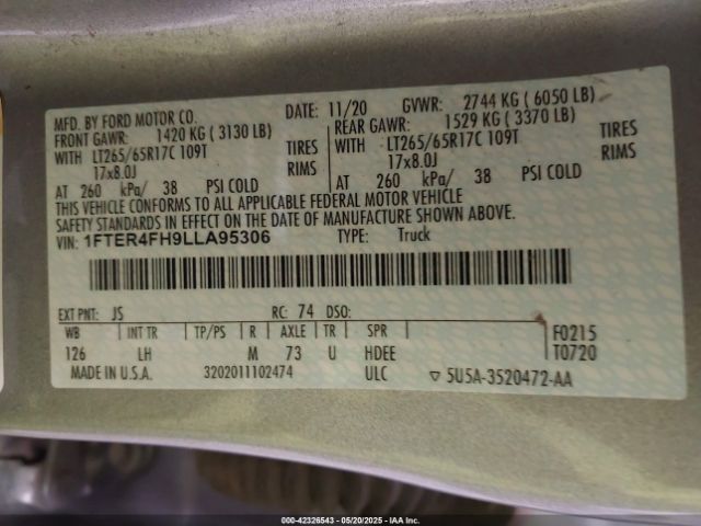 2020 FORD RANGER 1FTER4FH9LLA95306 Photo 8
