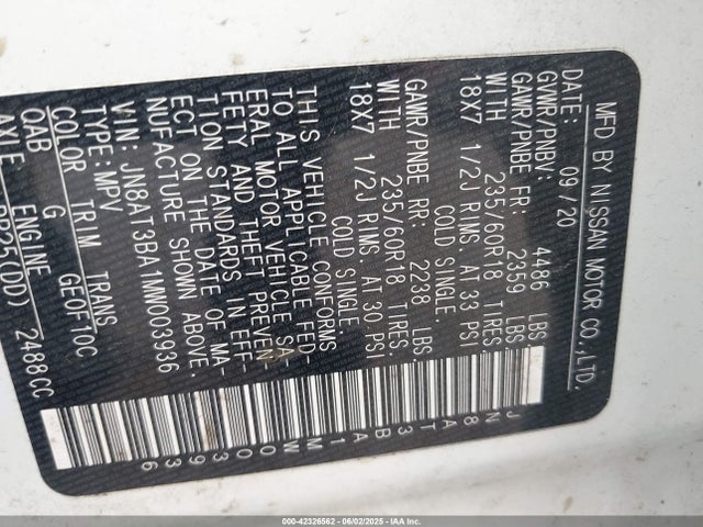 JN8AT3BA1MW003936 Nissan 2021