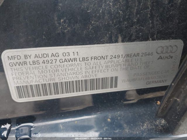 2011 AUDI A4 WAUBFAFL6BN049267 Photo 8