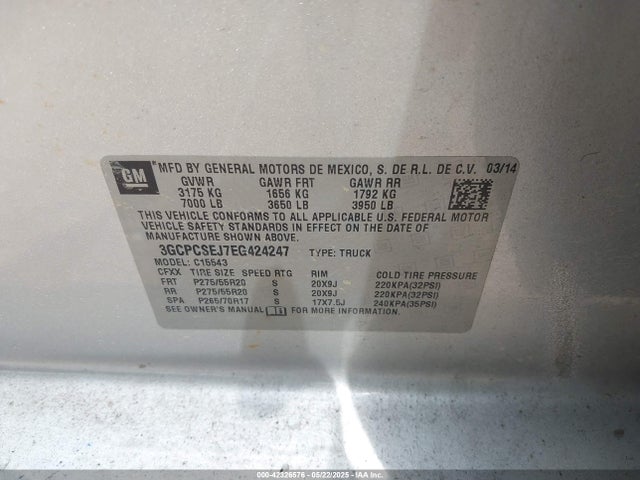 3GCPCSEJ7EG424247 Chevrolet Silverado 1500 1lz