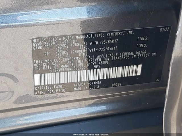2022 TOYOTA RAV4 HYBRID 4T3RWRFV8NU056722 Photo 8