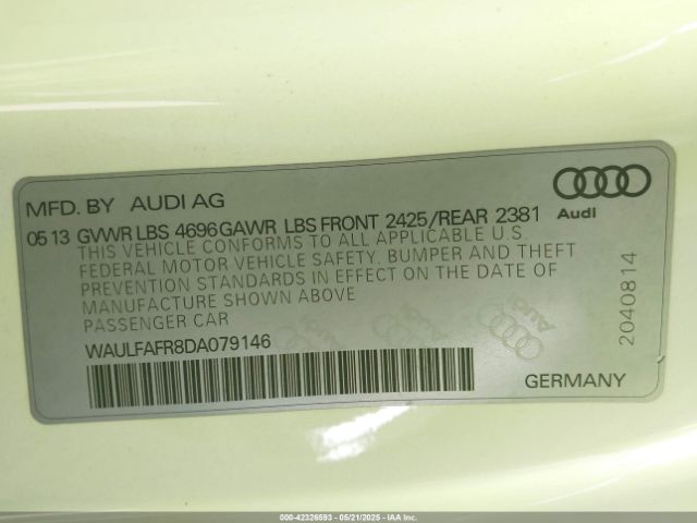 2013 AUDI A5 WAULFAFR8DA079146 Photo 8