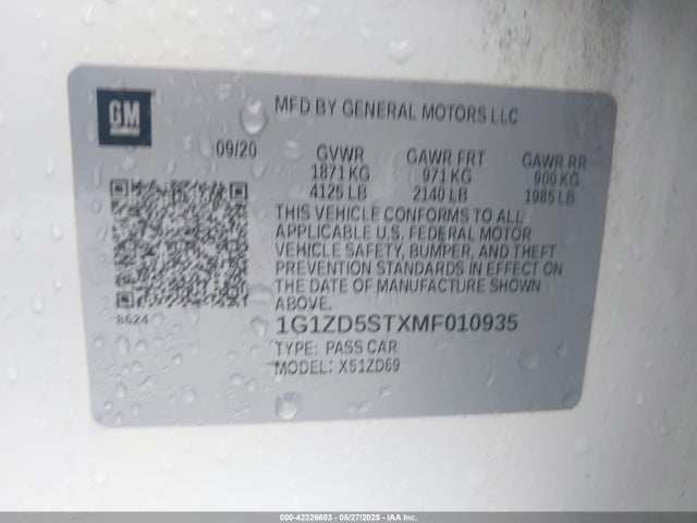 1G1ZD5STXMF010935 Chevrolet lfv - direct injection, variable valve timing, gen 1 gmna
