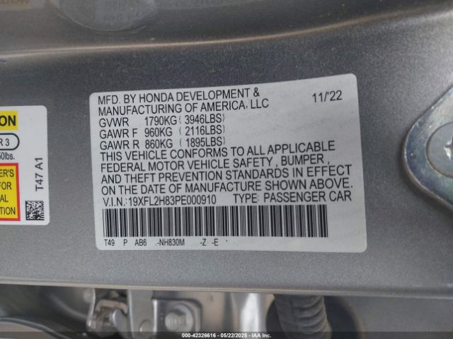 2023 HONDA CIVIC 19XFL2H83PE000910 Photo 8