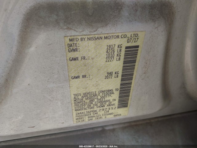1N4AL3APXHC297352 Nissan Altima 2.5 S