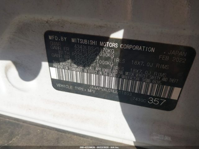 2022 MITSUBISHI OUTLANDER SPORT JA4APVAU2NU011803 Photo 8