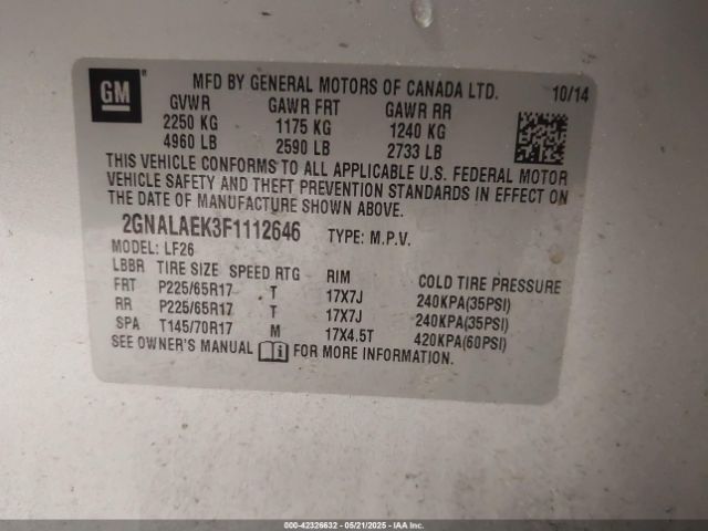 2GNALAEK3F1112646 Chevrolet EQUINOX LS