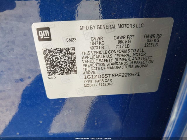 1G1ZD5ST8PF228571 Chevrolet Malibu Fwd 1lt