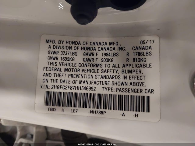 2HGFC2F87HH546992 Honda k20c2