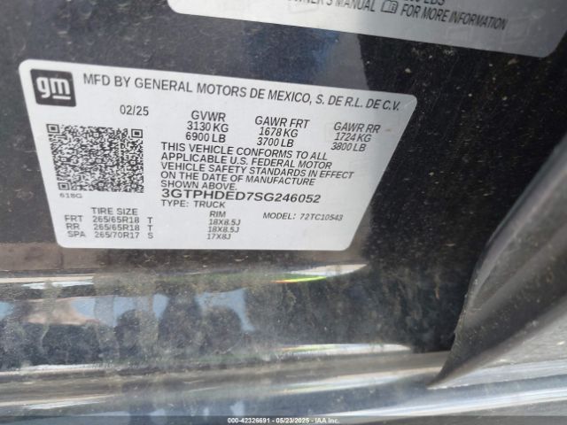 3GTPHDED7SG246052 GMC Sierra 1500 2wd  Short Box Slt