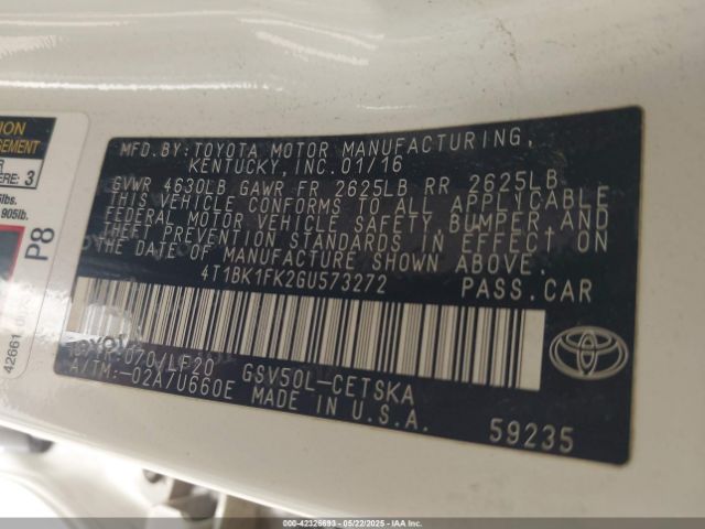 4T1BK1FK2GU573272 Toyota Camry Xle V6/xse V6