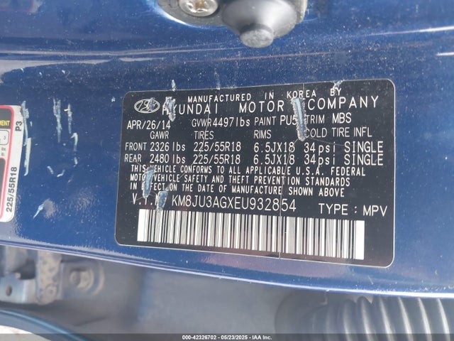KM8JU3AGXEU932854 Hyundai gdi theta ii