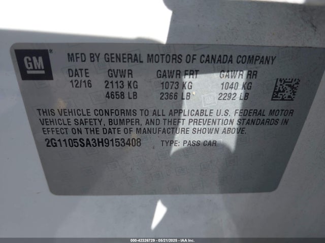 2G1105SA3H9153408 Chevrolet IMPALA 1LT