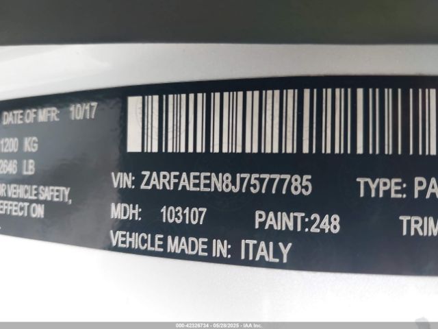 ZARFAEEN8J7577785 Alfa Romeo Giulia Ti Awd