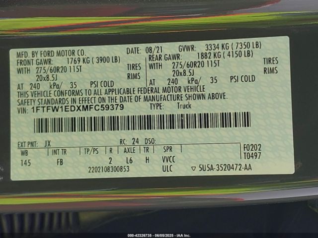 2021 FORD F-150 1FTFW1EDXMFC59379 Photo 8