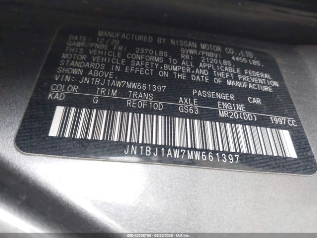 JN1BJ1AW7MW661397 Nissan Rogue Sport S Awd Xtronic Cvt