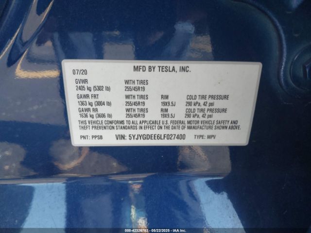 5YJYGDEE6LF027400 Tesla 2020